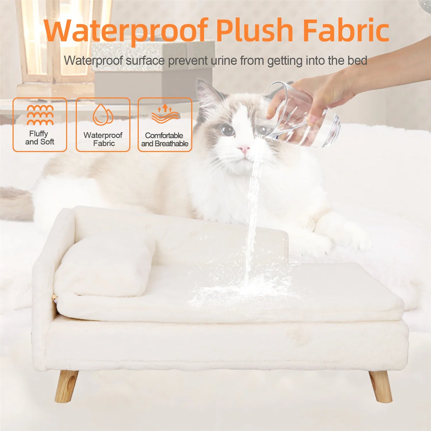 BINGOPAW Waterproof Pet Sofa Bed Raised Lounger