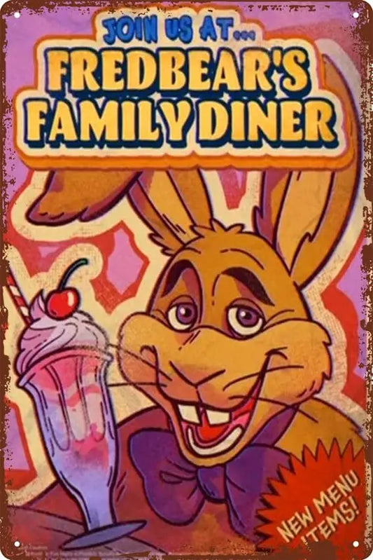 Fredbear's Family Diner Pizza Poster Metal Tin Sign