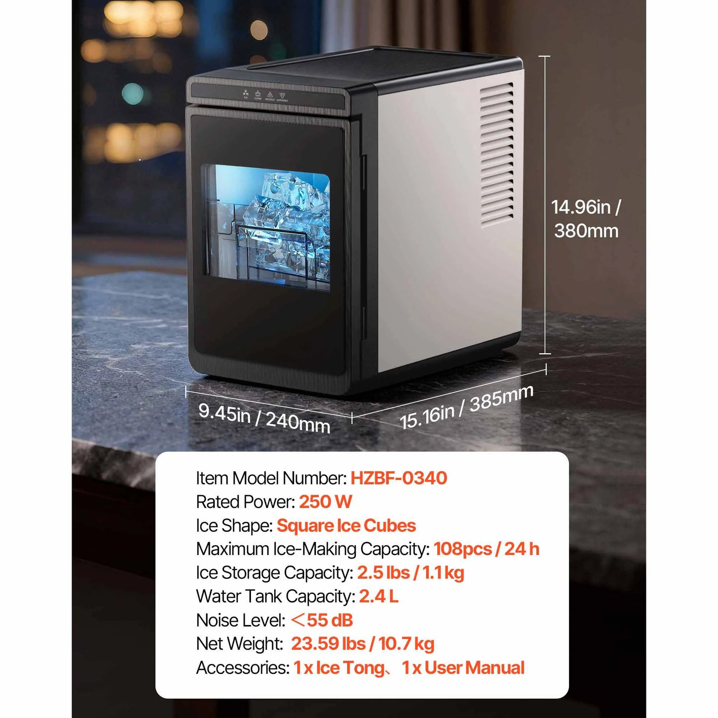 SucceBuy Countertop Ice Maker 22 Lbs Per Day Self Cleaning