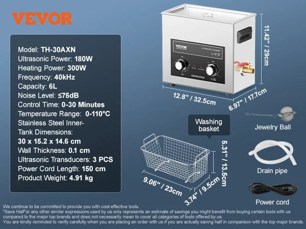 SucceBuy Ultrasonic Cleaner With Heater Timer For Lab Tools