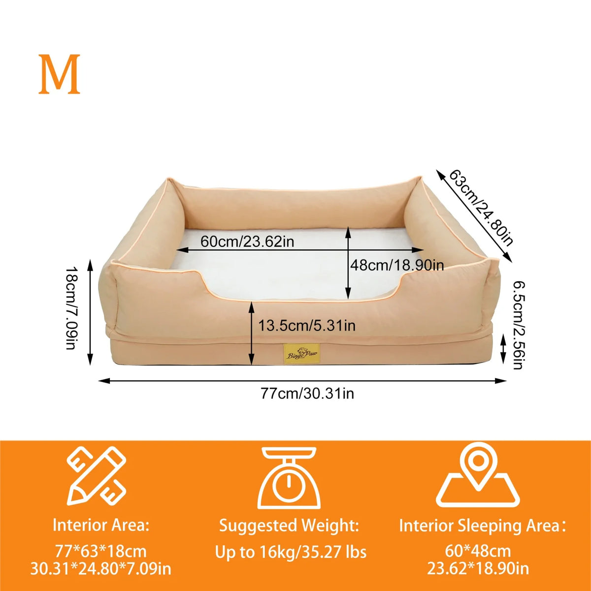Bingopaw Orthopedic Dog Bed With Waterproof Cover