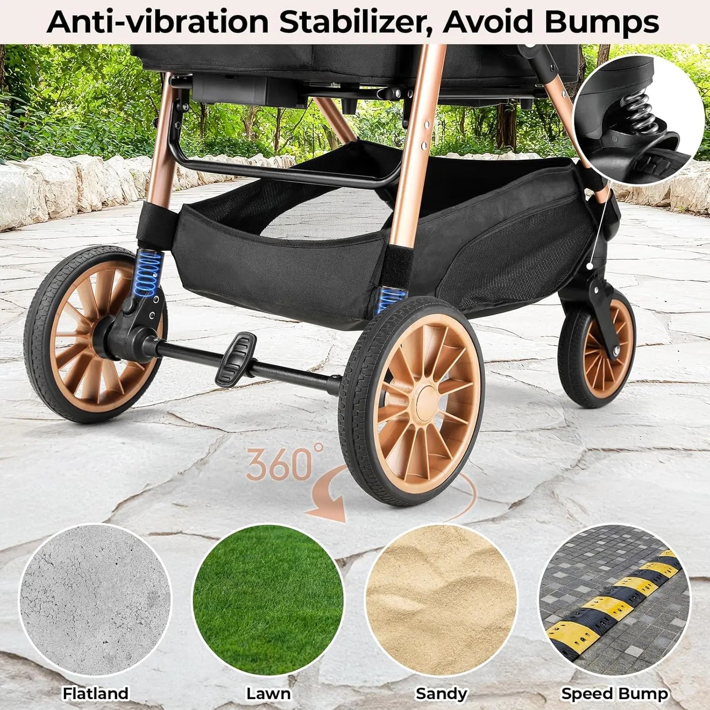 All Terrain Foldable Pet Stroller With Carrier