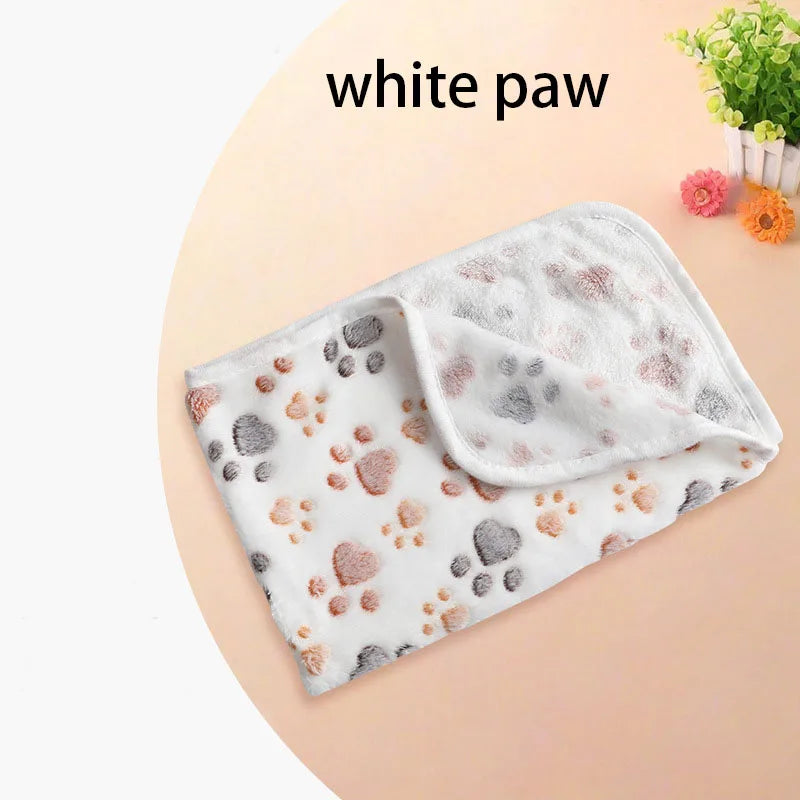 Velvet Pet Blanket Fleece Paw Pattern