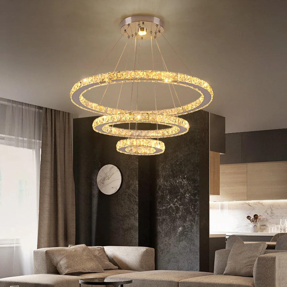 GreeLustr Crystal Pendant Led Dimmable Chandelier