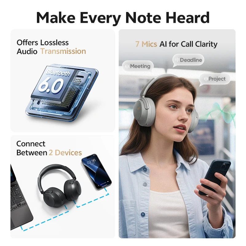 Qcy H3s Wireless Over Ear Headphones Adaptive Anc