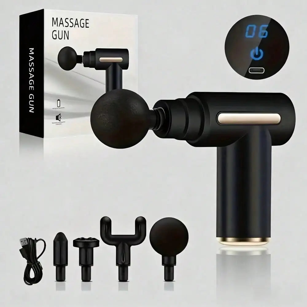Fascia Massage Gun Portable Muscle Massager With 4 Heads