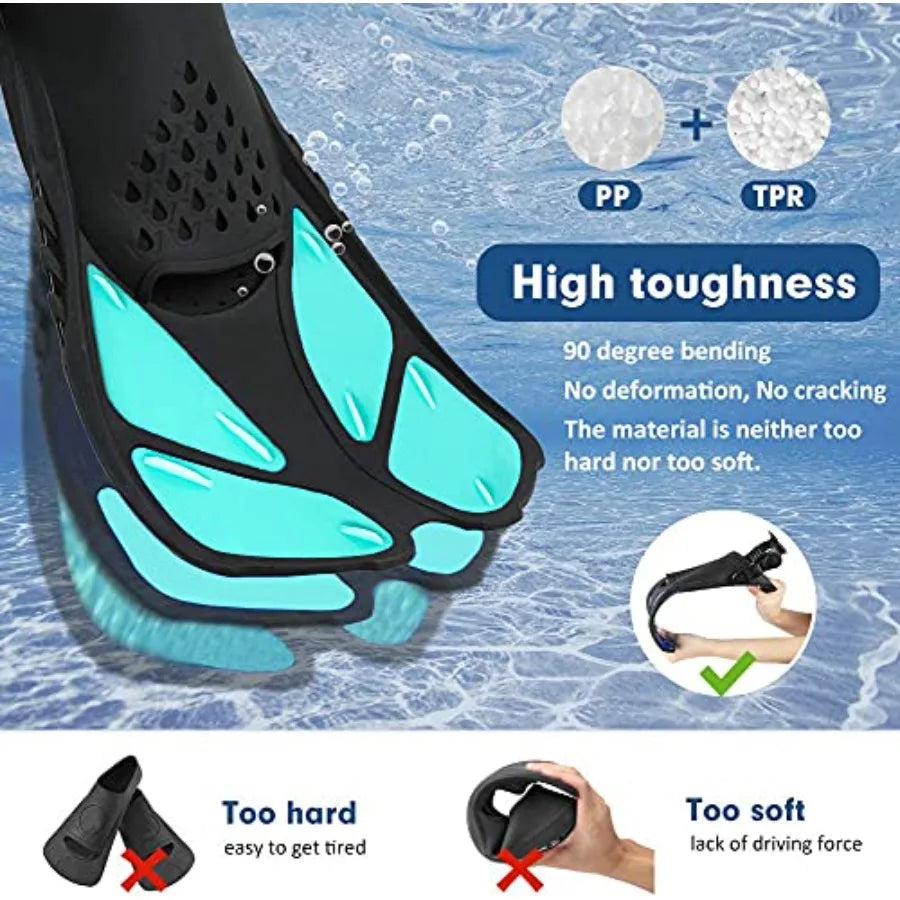 Open Heel Swim Fins Adjustable Snorkel Flippers Mesh Bag