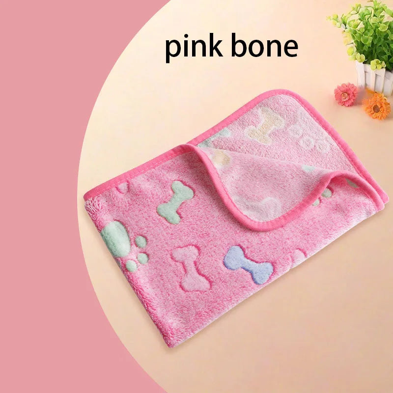 Velvet Pet Blanket Fleece Paw Pattern
