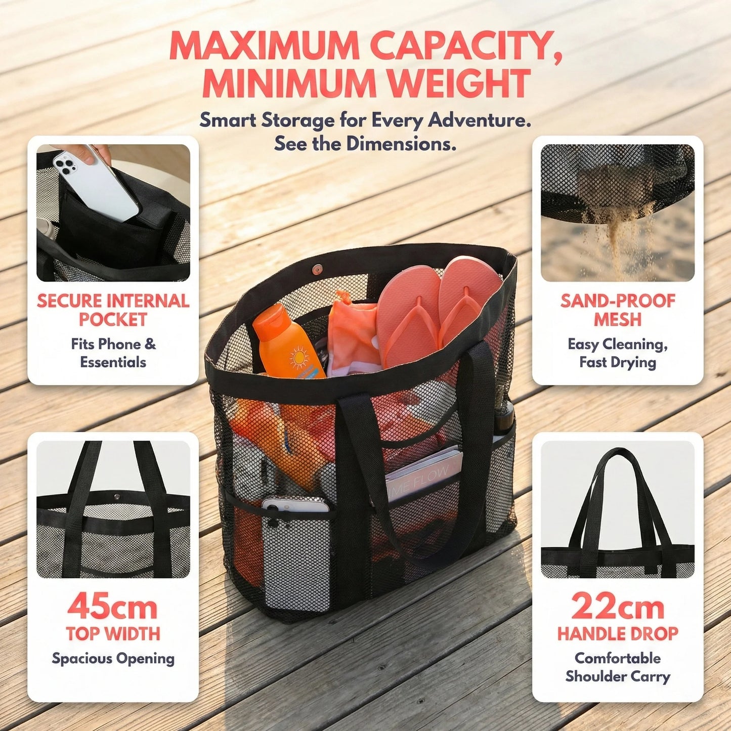 Large Capacity Beach Toy Storage Bag For Travel