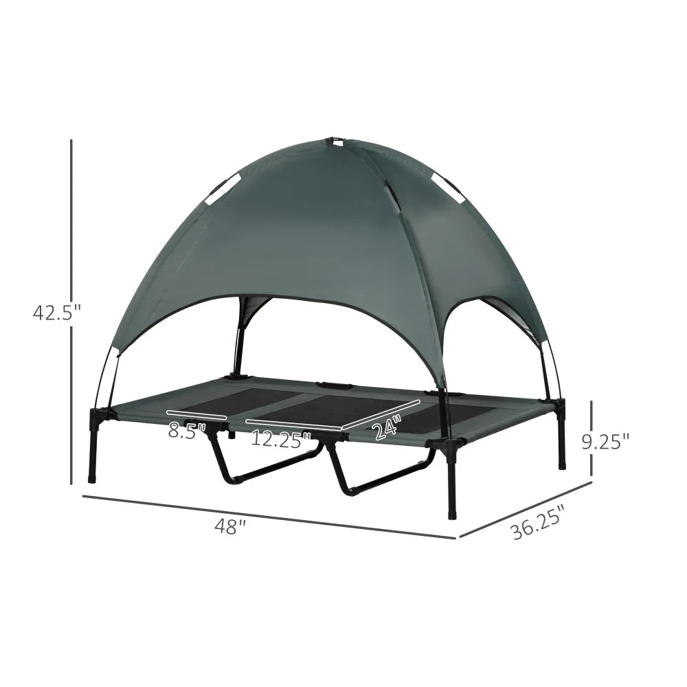 PawHut Elevated Dog Cot Bed With UV Canopy Shade
