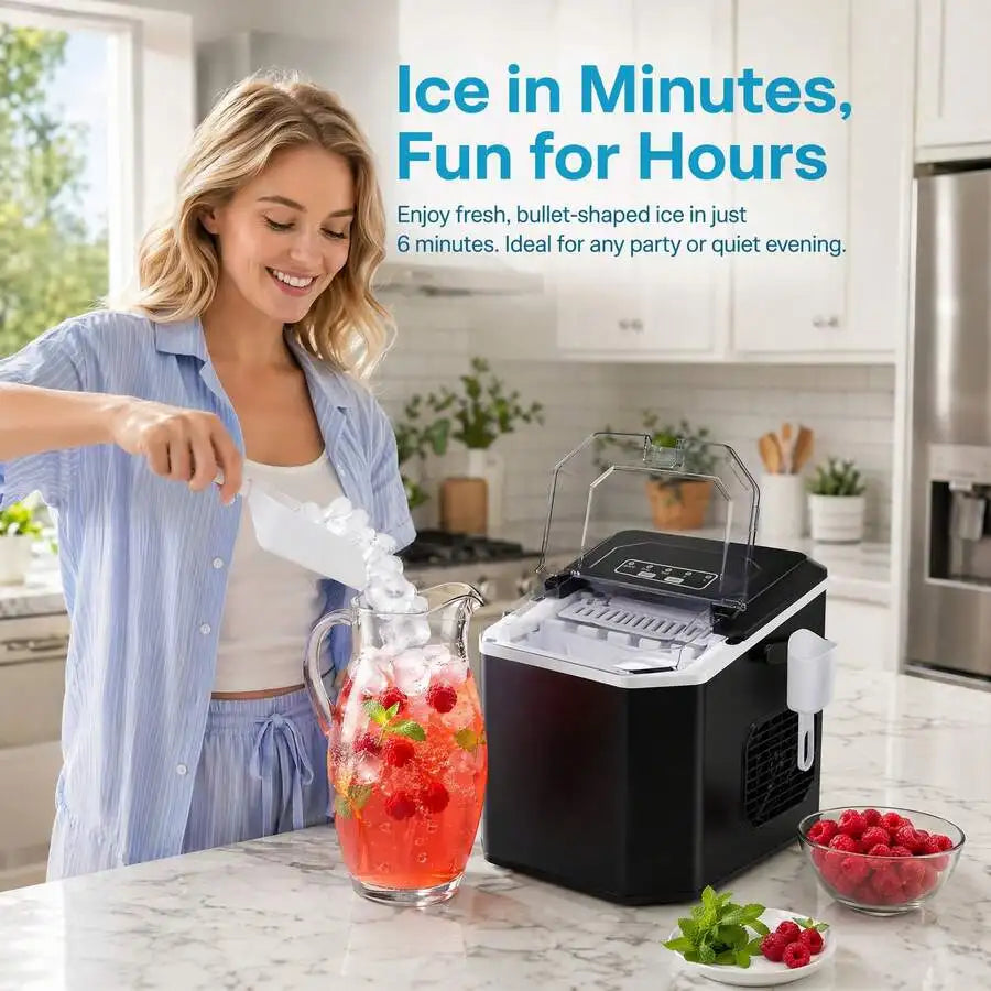 XMSJ Portable Countertop Ice Maker Machine Auto Cleaning