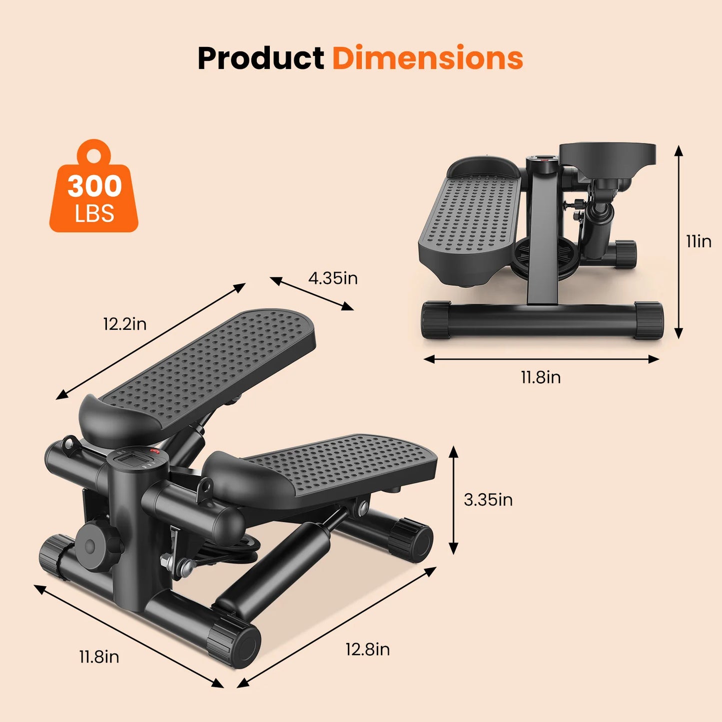 Mini Stepper With Resistance Bands LCD Monitor