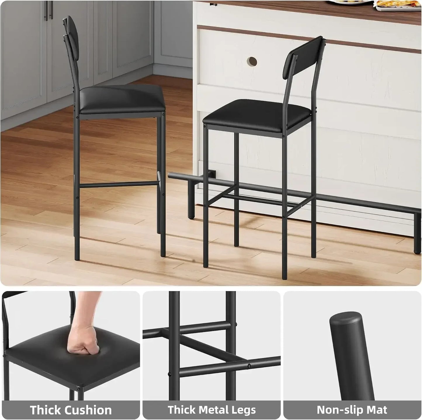 Modern Bar Table With Stools And Drop Leaf Island
