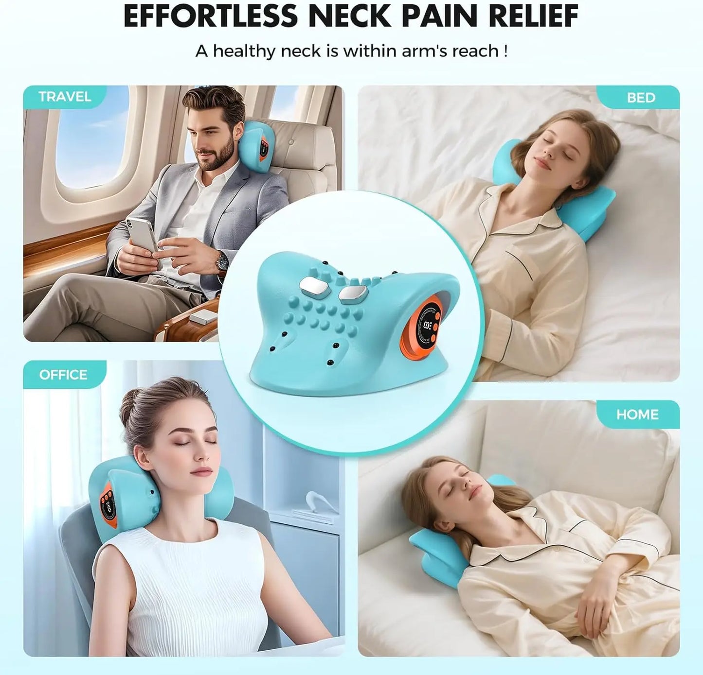Rechargeable Portable Neck Massager 3In1 Shiatsu Heat