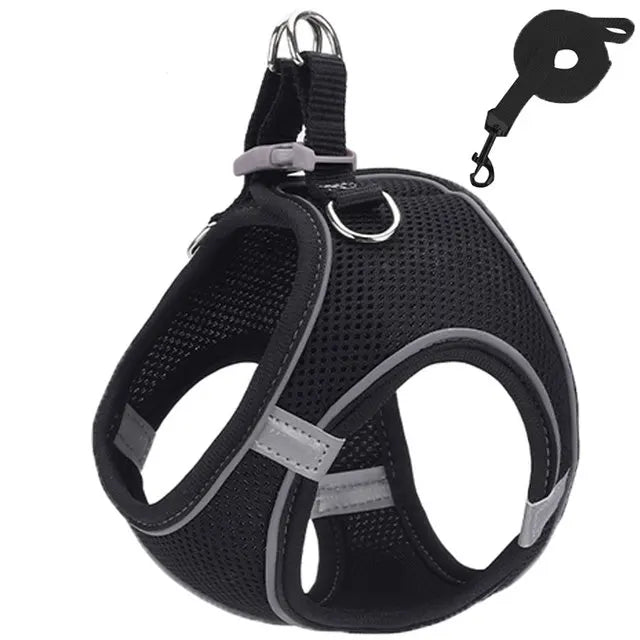 Reflective Cat Harness And Leash Set Adjustable