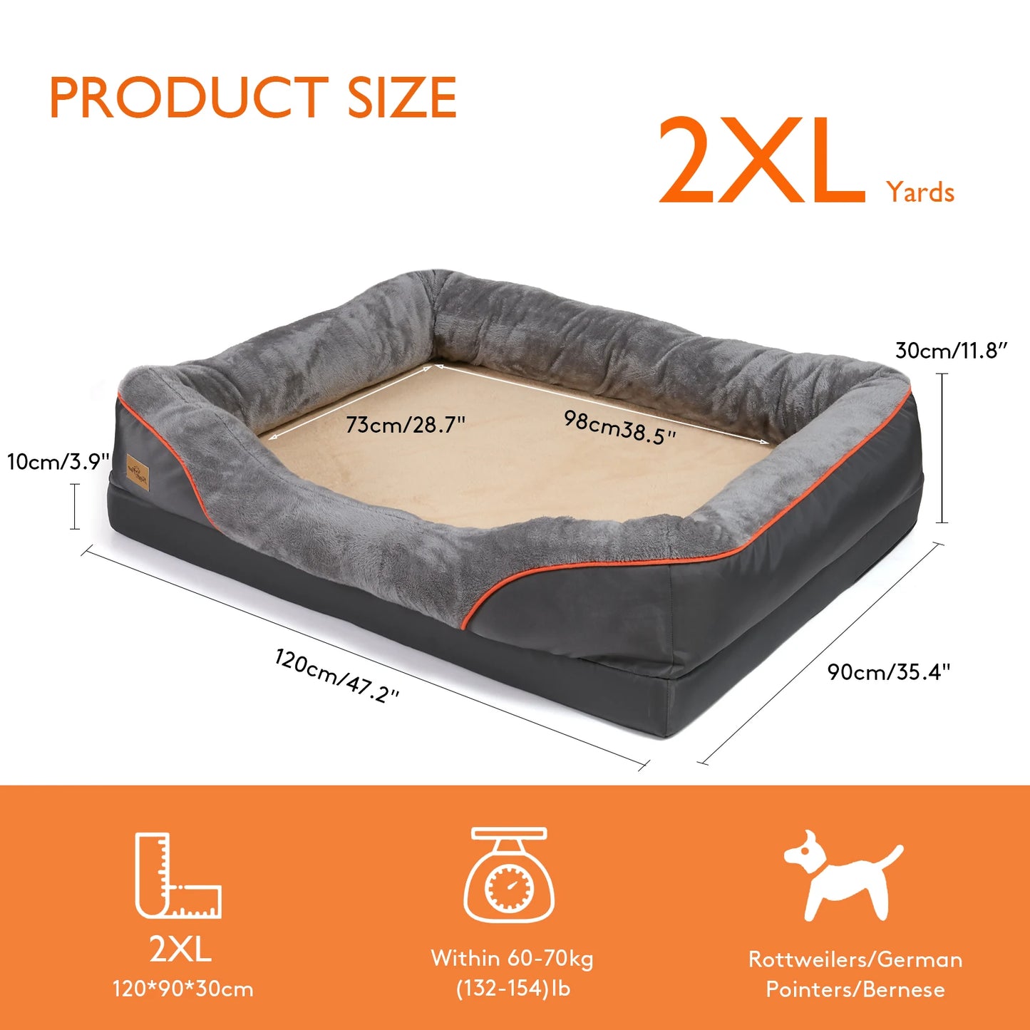 BINGOPAW Orthopedic Memory Foam Dog Bed Bolstered Sofa
