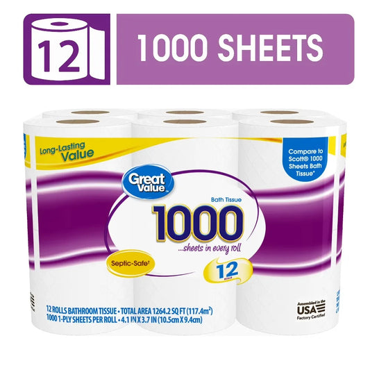 Soft Strong Bathroom Tissue 1000 Sheets Per Roll Bulk Pack
