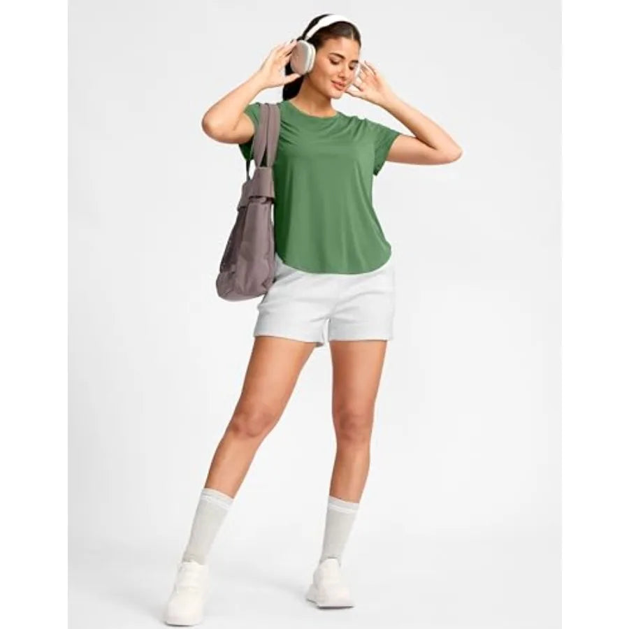Women's Bamboo Fiber Quick Dry Loose Fit Gym Tee