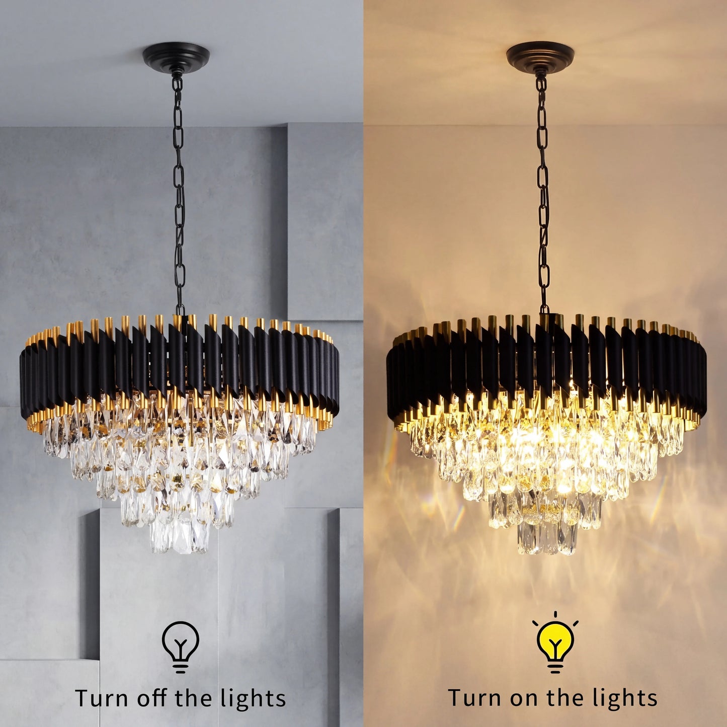 Dimmable 5 Tier K9 Crystal Chandelier For Living Room