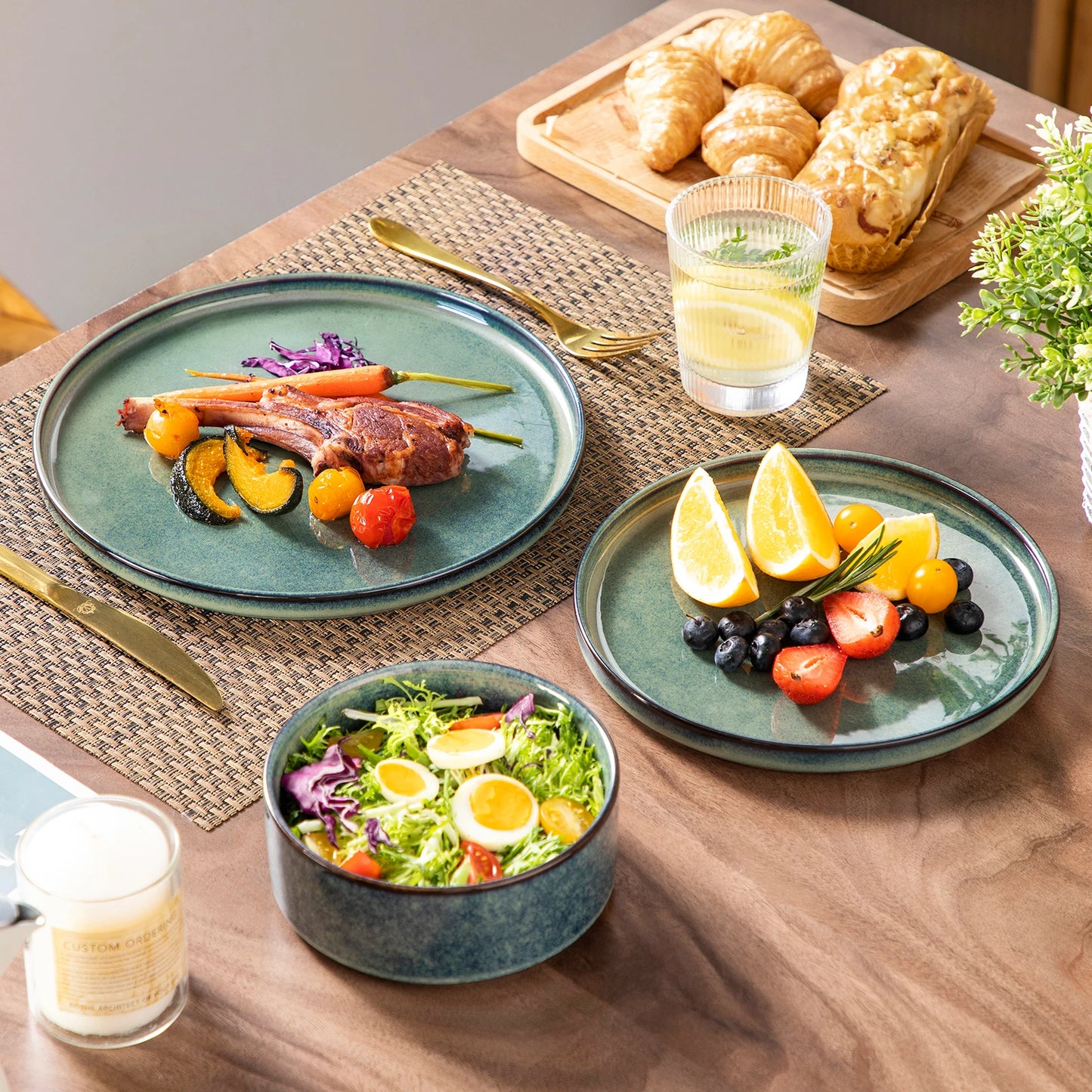 MALACASA Ceramic Dinner Set Reactive Glaze Dinnerware