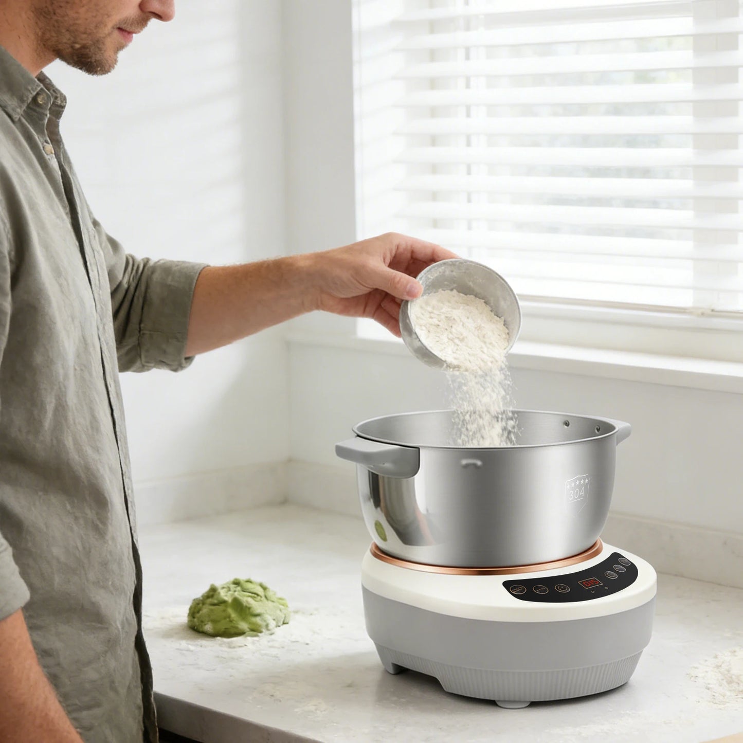 Electric Stainless Steel Dough Kneading Mixer With Timer