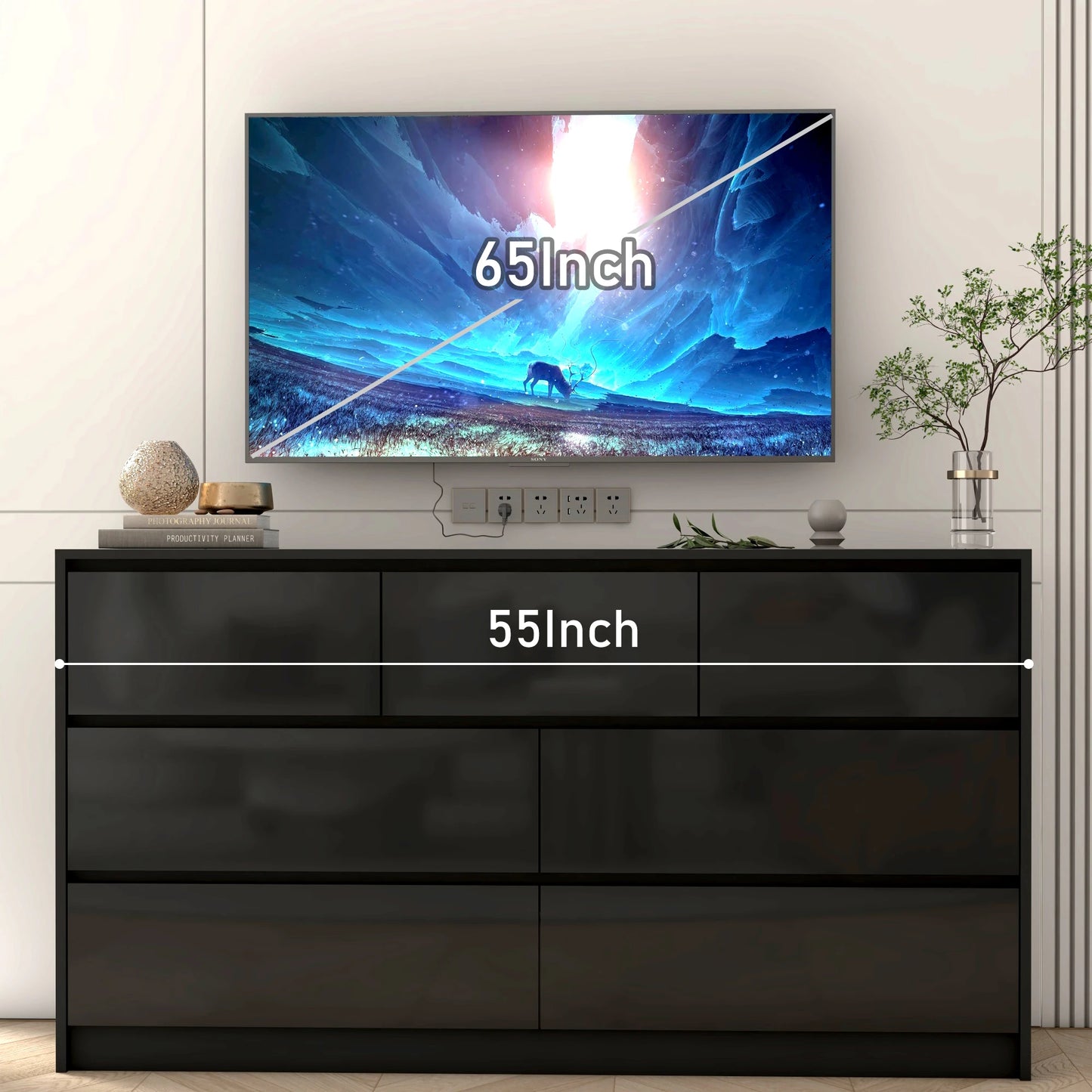 QiaoShiRen 7 Drawer Dresser Modern Wood Chest
