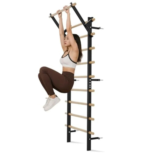 Home Gym Swedish Ladder Wall Stall Bar With Resistance Bands