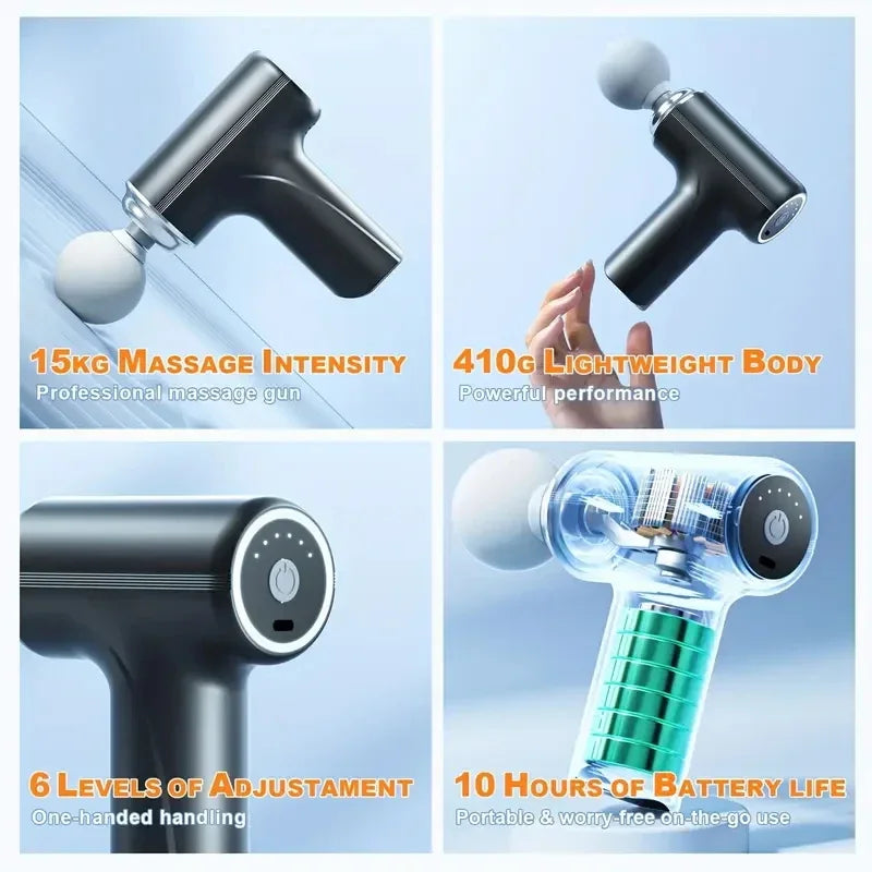 Portable Electric Massage Gun With 4 Heads 6 Speeds