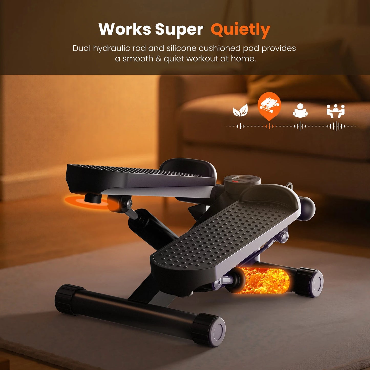 Mini Stepper With Resistance Bands LCD Monitor