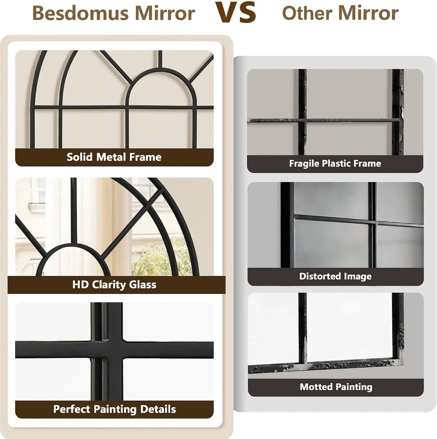 Arched Farmhouse Wall Mirror for Living Room and Entryway