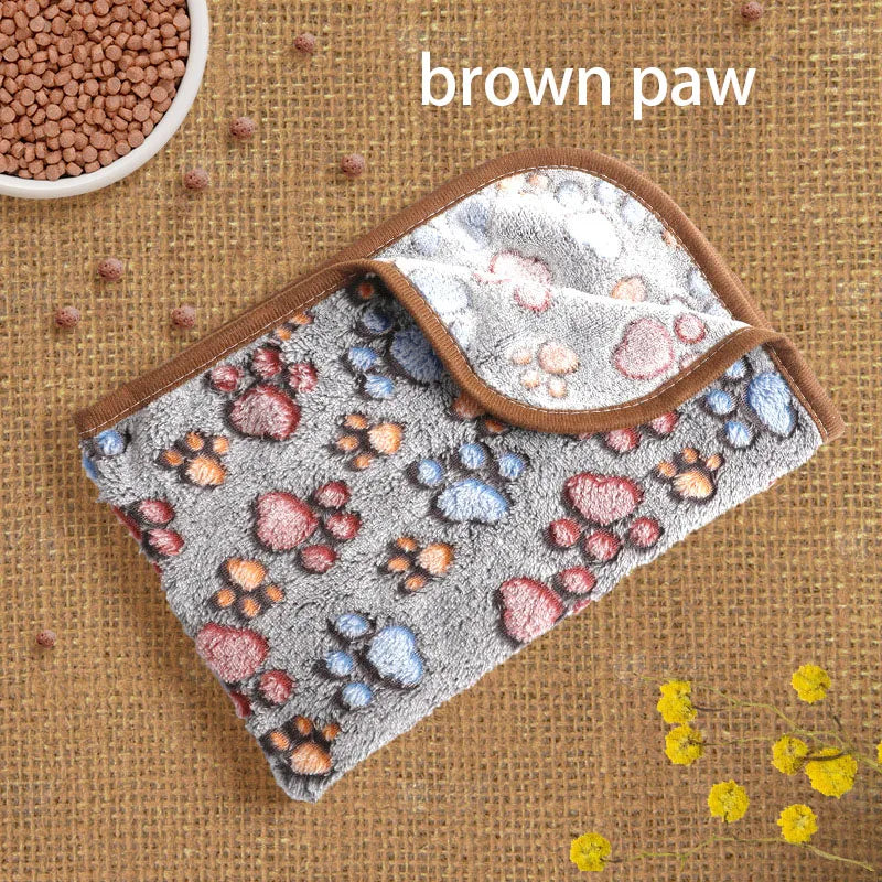 Velvet Pet Blanket Fleece Paw Pattern