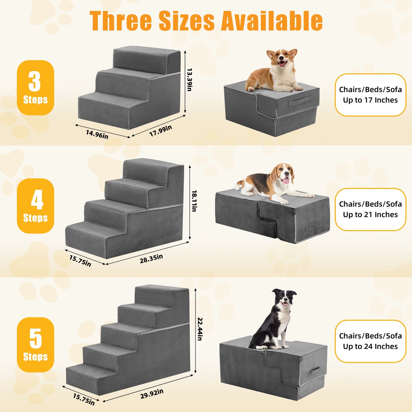 Foam Dog Stairs Ramp For Small Dogs Non Slip Indoor