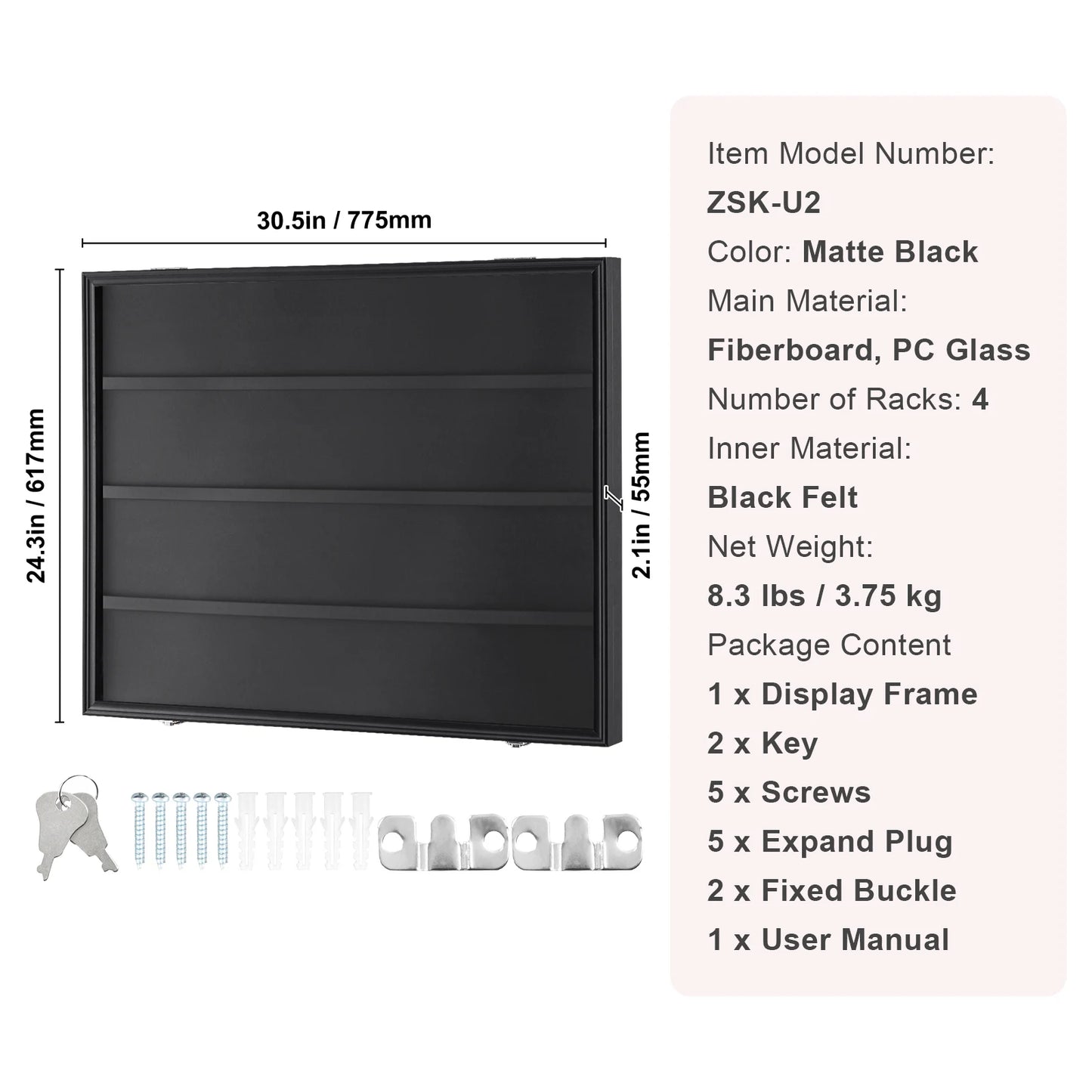 SucceBuy Jersey Display Case With Lockable Shadow Box