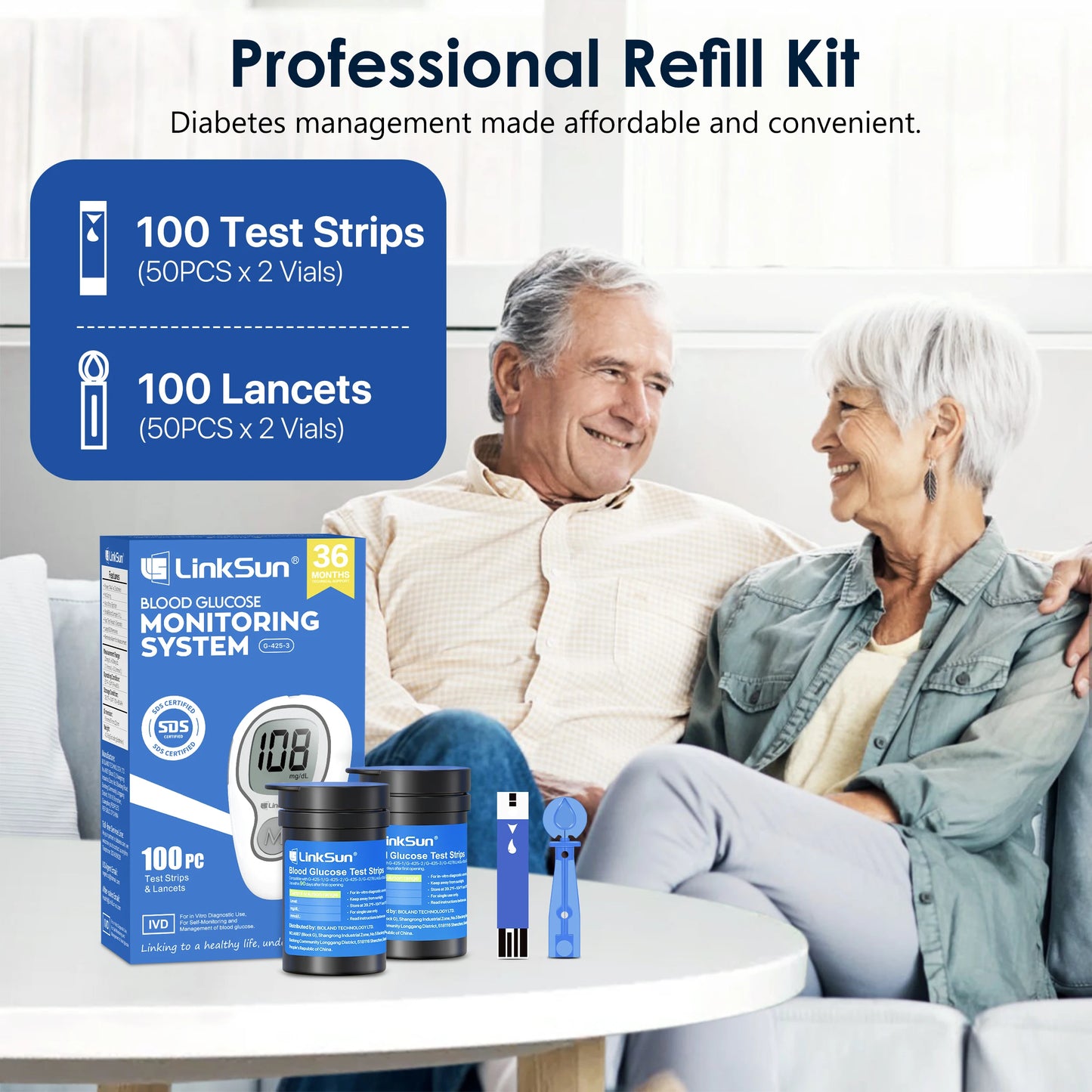 Linksun Blood Glucose Meter G-425-3 Glucometer Kit