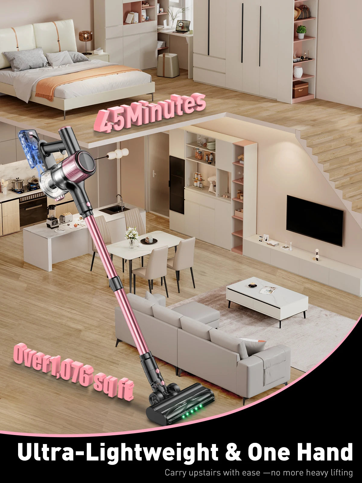 SUXIANGVAC Cordless Vacuum Cleaner 55Kpa 500W 45min 10 In 1