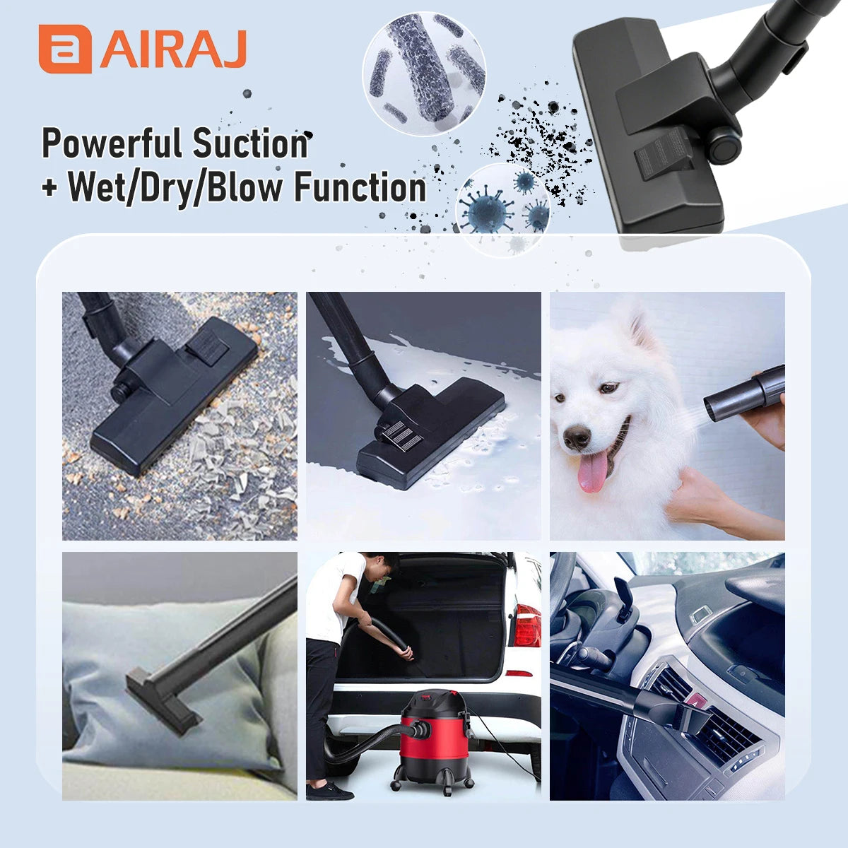 Five Gallon Dry Wet Vacuum Cleaner Set 120V 1200W