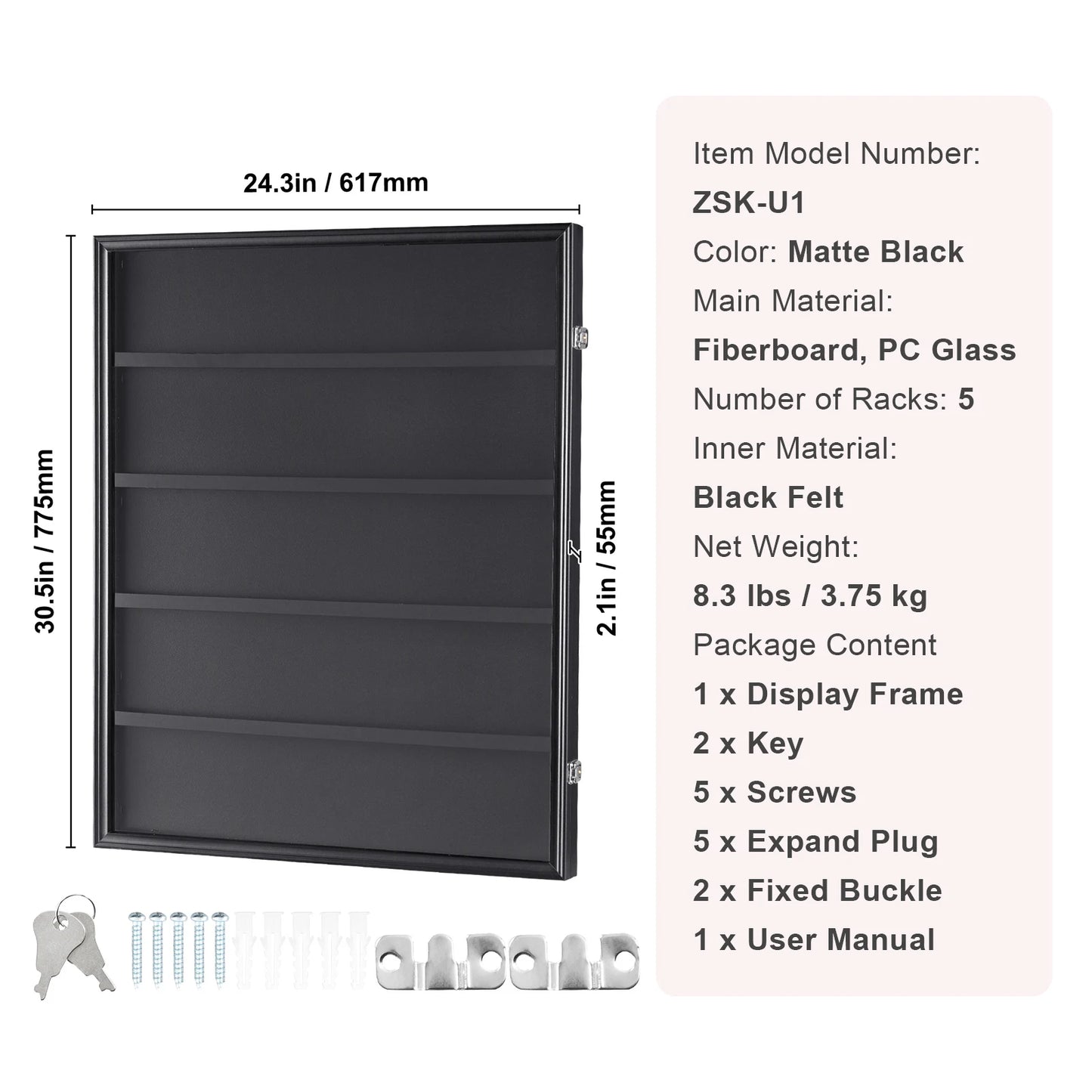 SucceBuy Jersey Display Case With Lockable Shadow Box