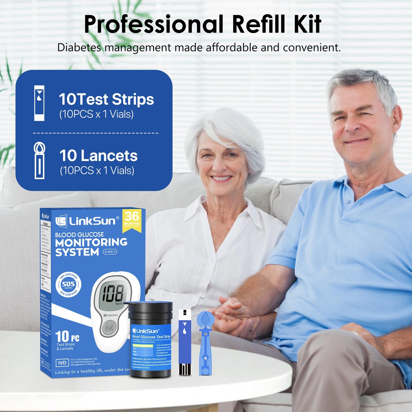 Linksun Blood Glucose Meter G-425-3 Glucometer Kit