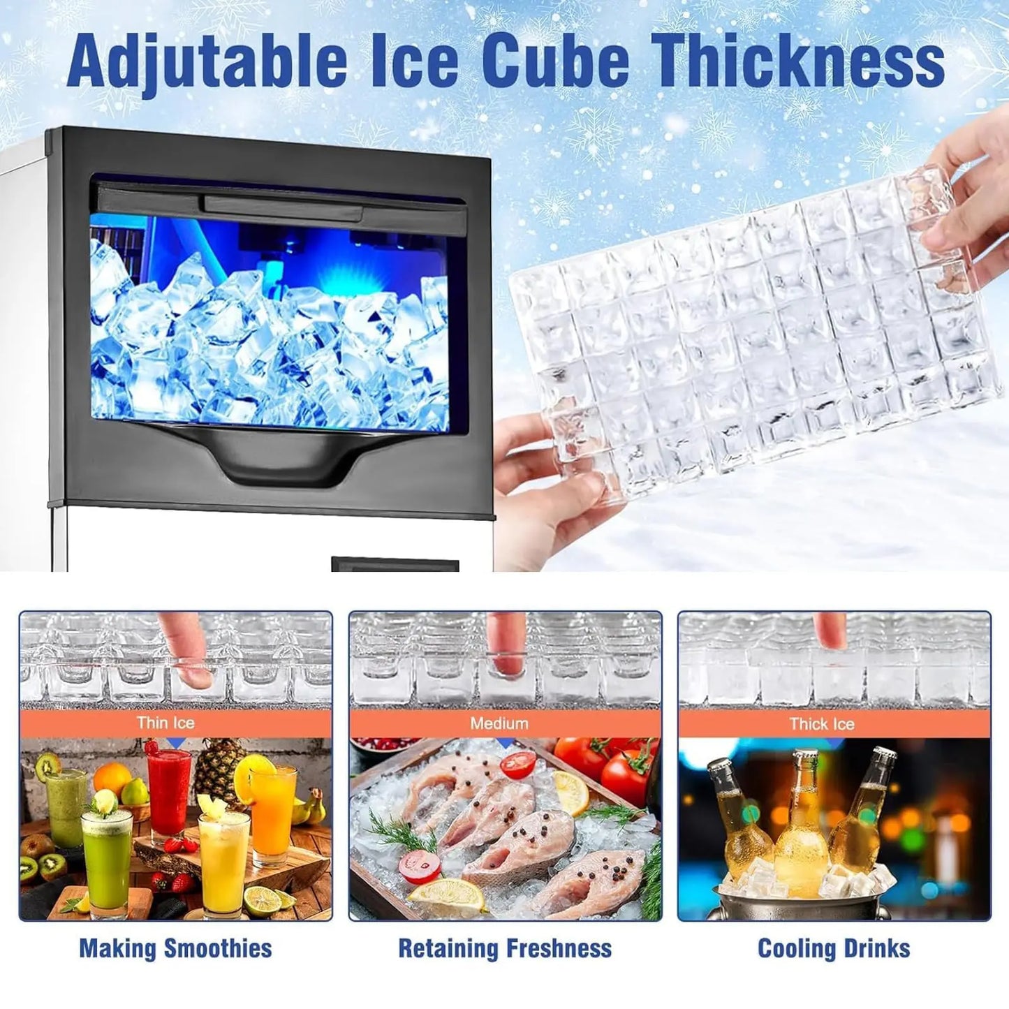 Commercial Stainless Steel Ice Maker With Auto Clean Digital