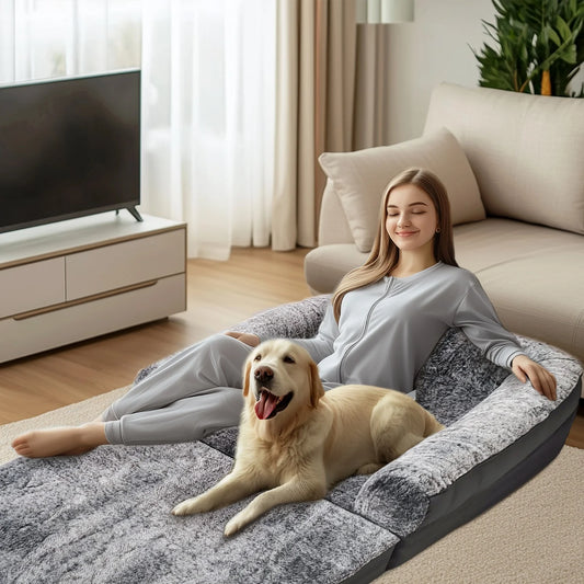 Bingopaw Foldable Orthopedic Dog Bed With Plush Bolster