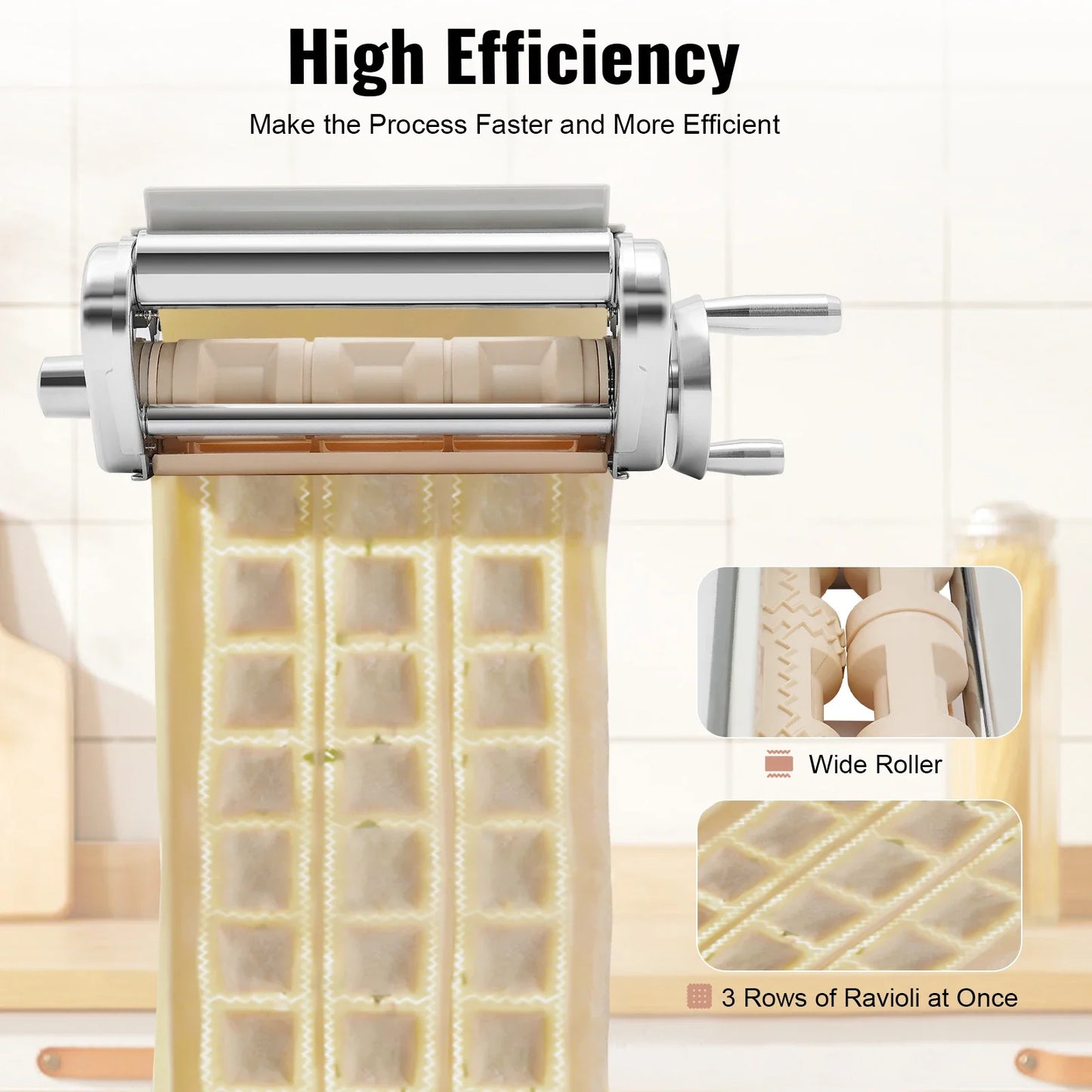 Stainless Steel Pasta Roller Cutter Kit For Stand Mixer