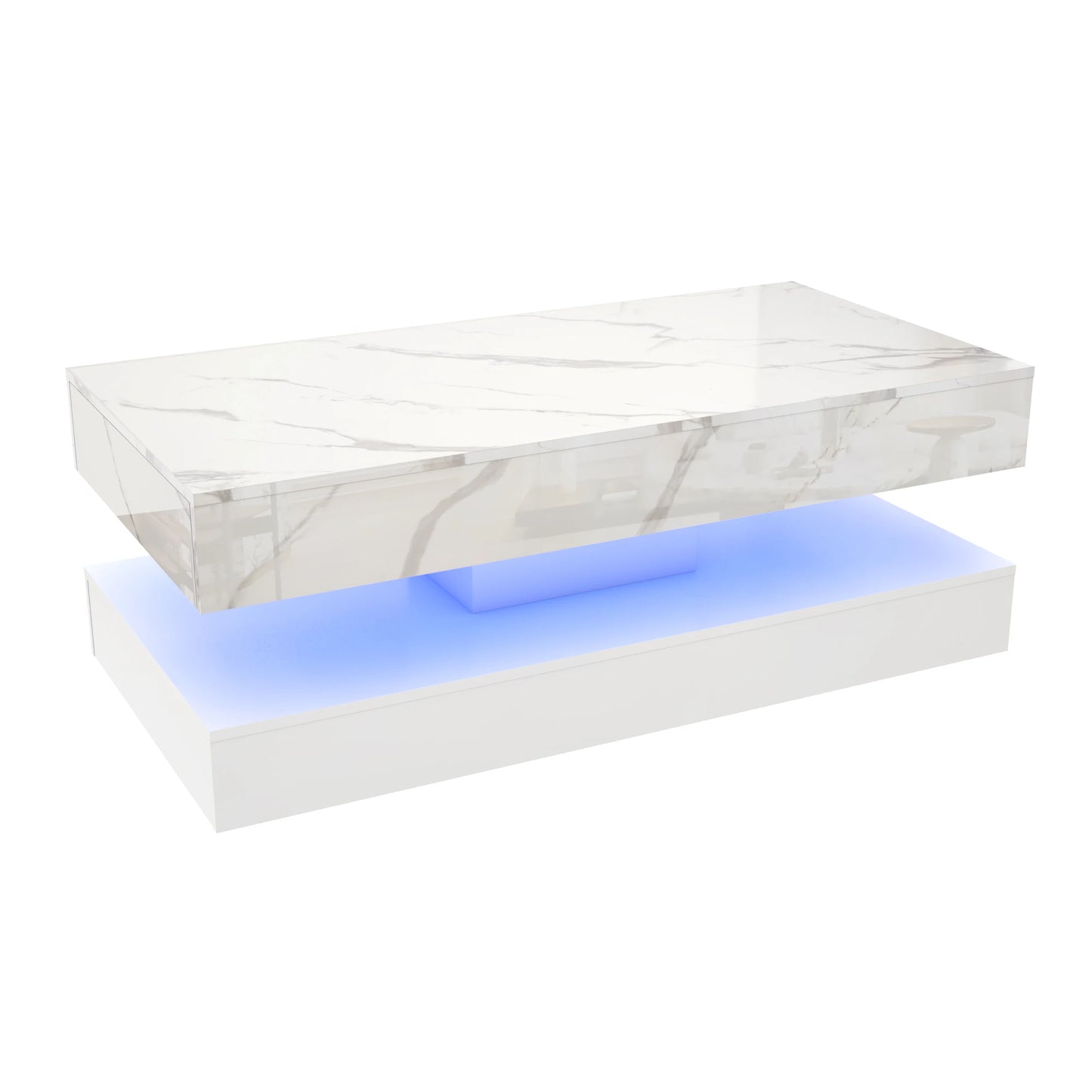 QiaoShiRen Modern LED Coffee Table with Dual Storage Drawers
