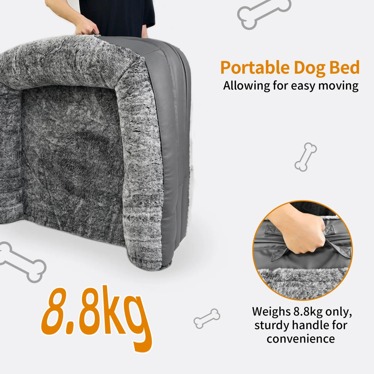 Bingopaw Foldable Orthopedic Dog Bed With Plush Bolster