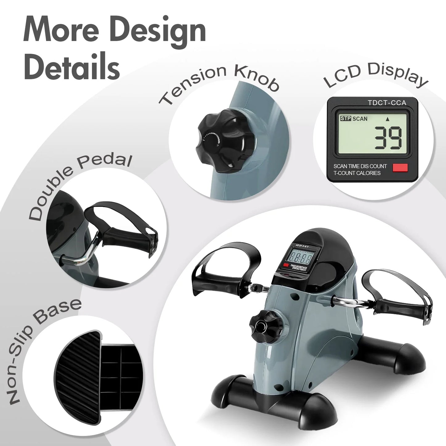Under Desk Mini Stepper Pedal Exercise Bike With LCD Display