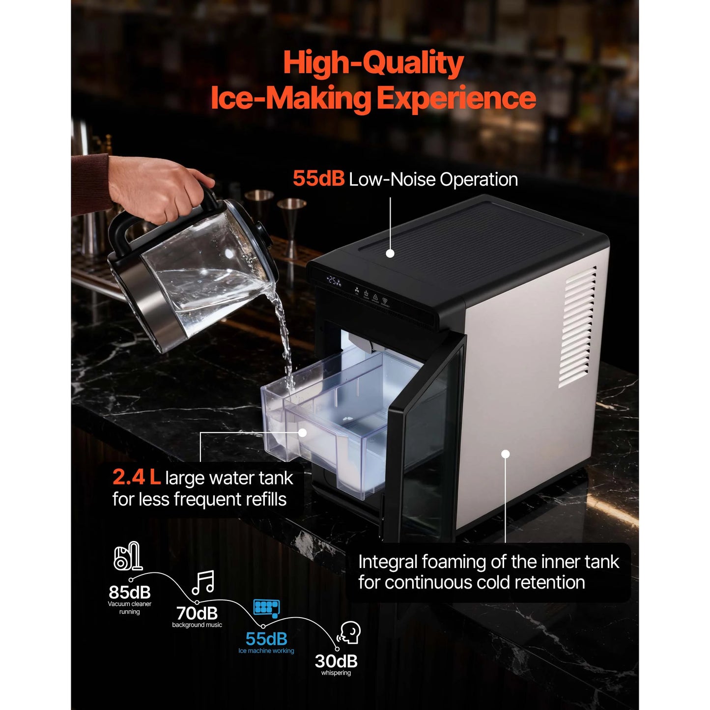 SucceBuy Countertop Ice Maker 22 Lbs Per Day Self Cleaning