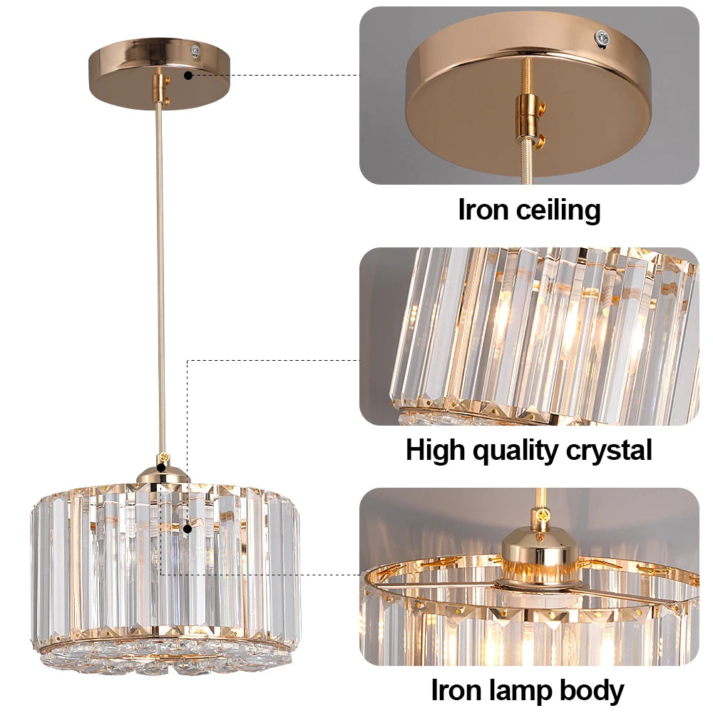 GreeLustr Modern LED Pendant Light Crystal Chandelier