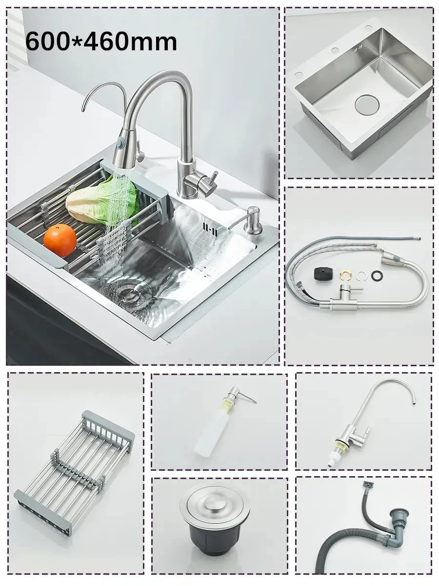 Stainless Steel Kitchen Sink With Integrated Faucet