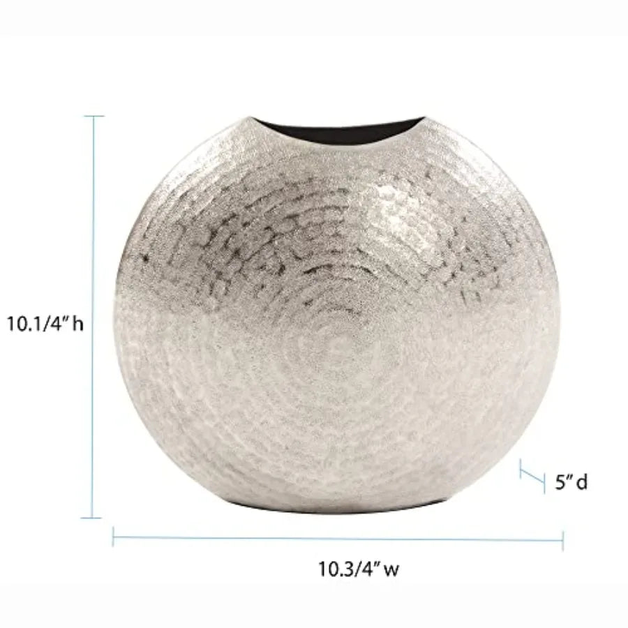 Frosted Decorative Metal Vase With Hammered Texture