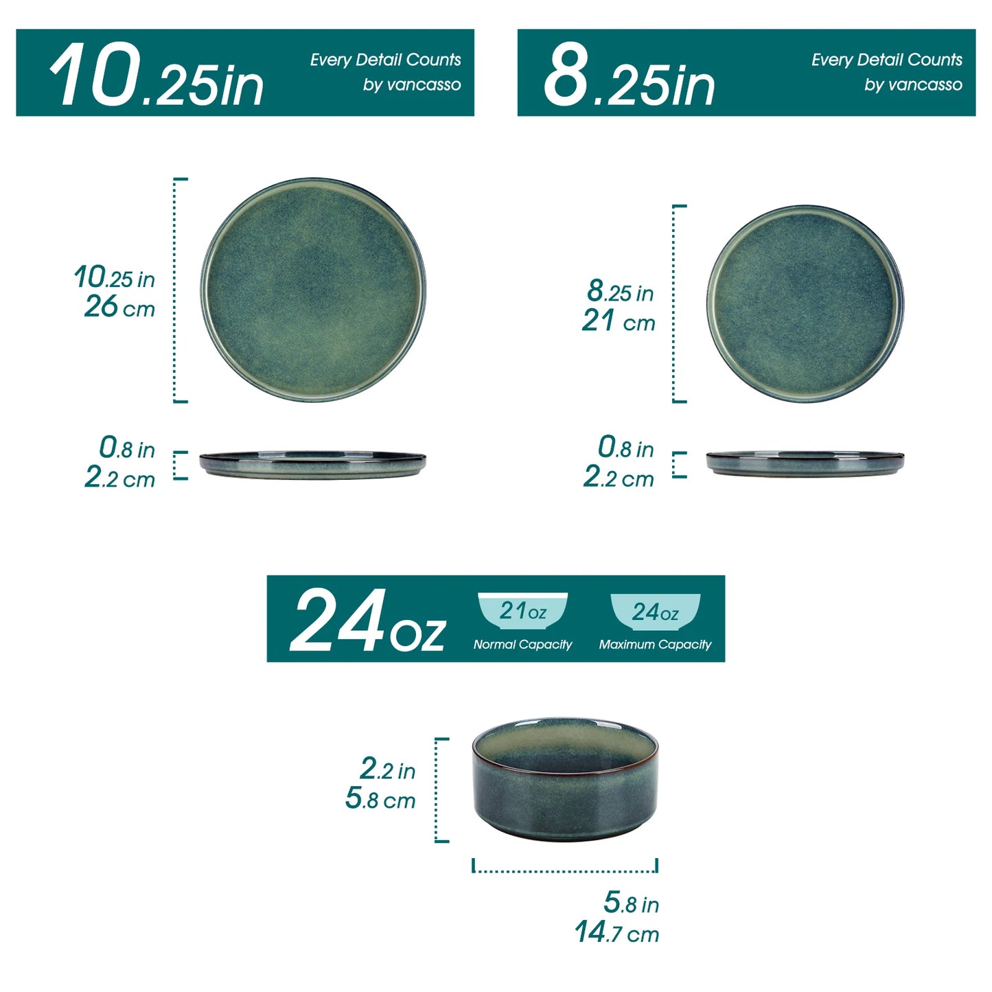 MALACASA Ceramic Dinner Set Reactive Glaze Dinnerware