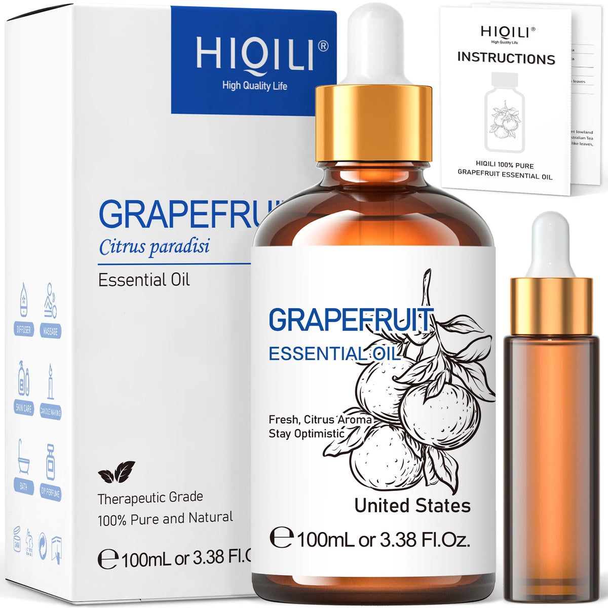 Hiqili Pure Grapefruit Essential Oil For Aromatherapy